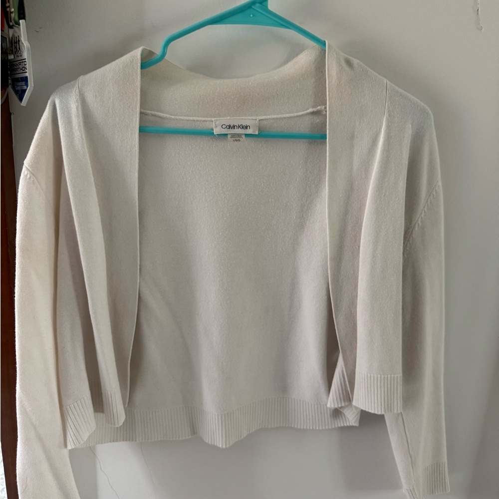 Calvin Klein Cream Shrug Sweater Lightweight Knit